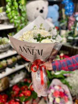 Anneler Gününe Özel Beyaz Buket 