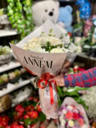 Anneler Gününe Özel Beyaz Buket 