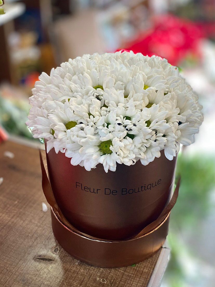 Bakır Rengi Kutuda Beyaz Papatyalar