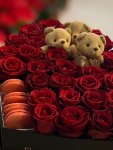 Çiçekçi - Kalp Kutuda Kırmızı Gül Ayıcık ve Makaronlar